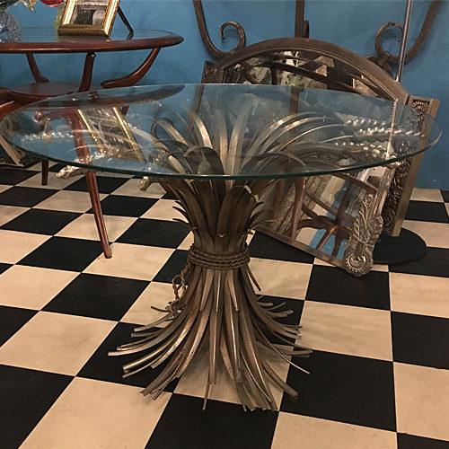 table en verre et pied épi de blé décoration intérieur vintage design