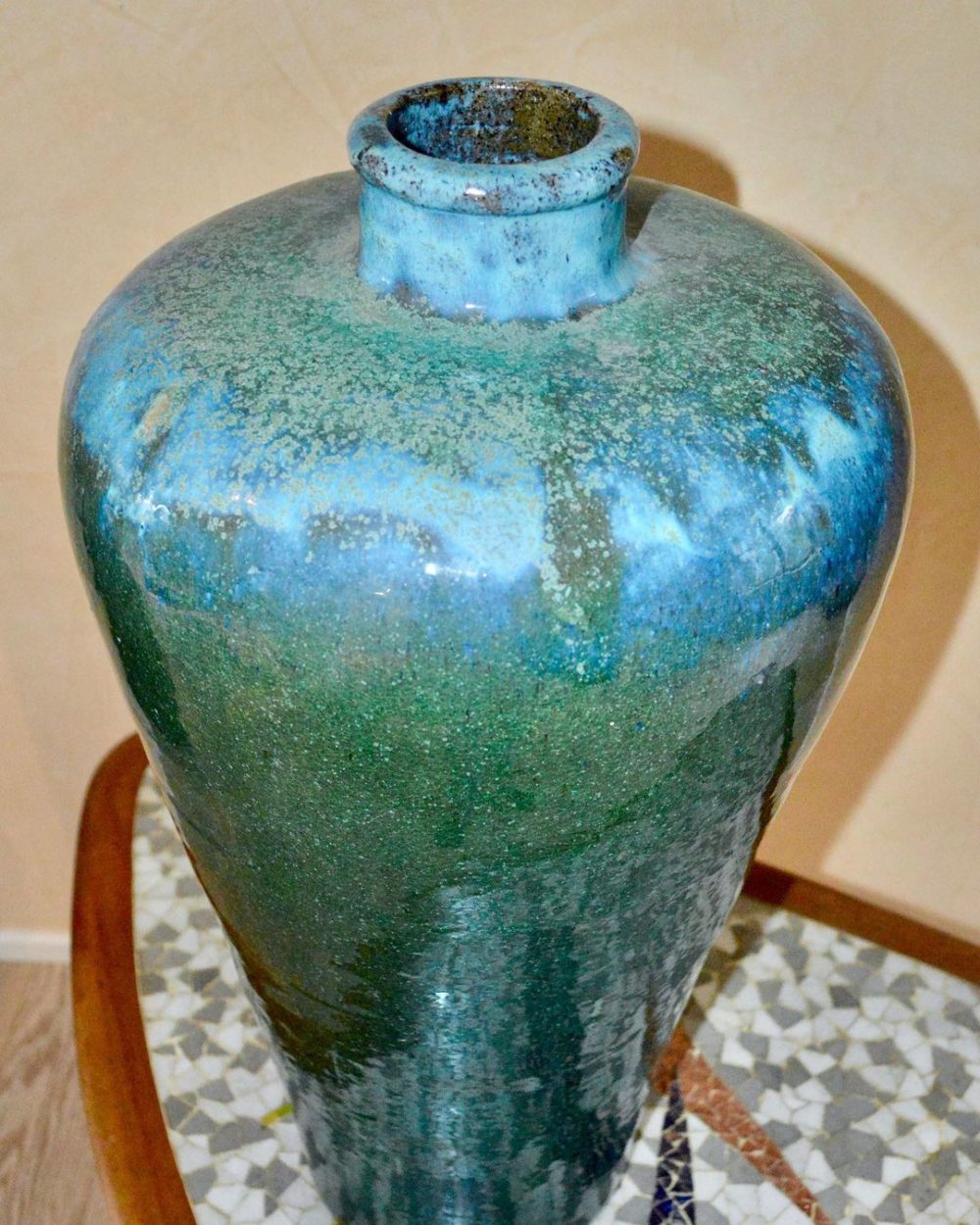 Grand vase bleu vintchy brocante en ligne vintage et design en suisse Geneve