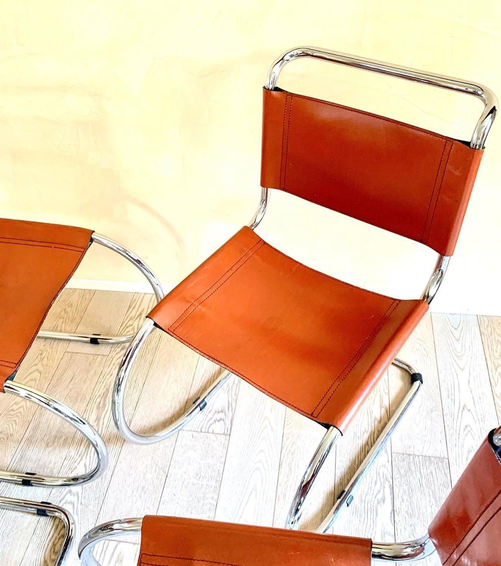 Chaise en cuir marron vintchy brocante en ligne vintage et design en suisse geneve