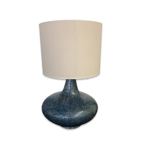 Lampe en céramique à pied bleu vintchy brocante en ligne vintage et design en suisse Geneve